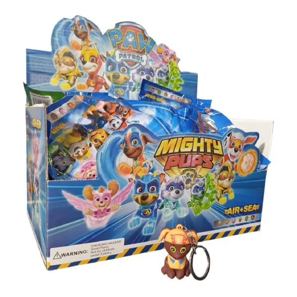 sobre paw patrol figurita y llavero