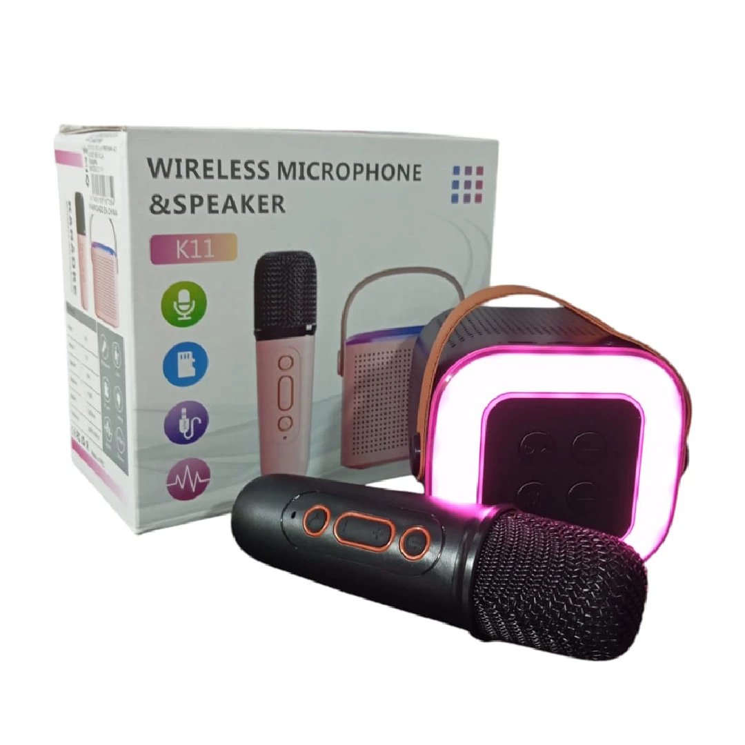 altavoz karaoke luz rgb microfono wireless cambia voces